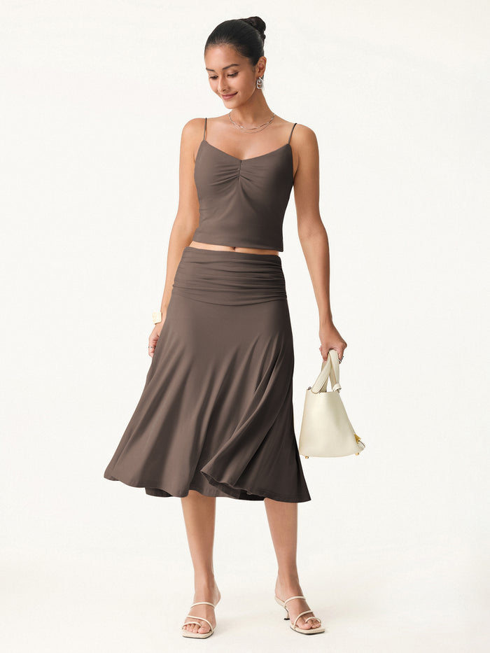 OGLmove Flowy Side A-line Midi Skirt