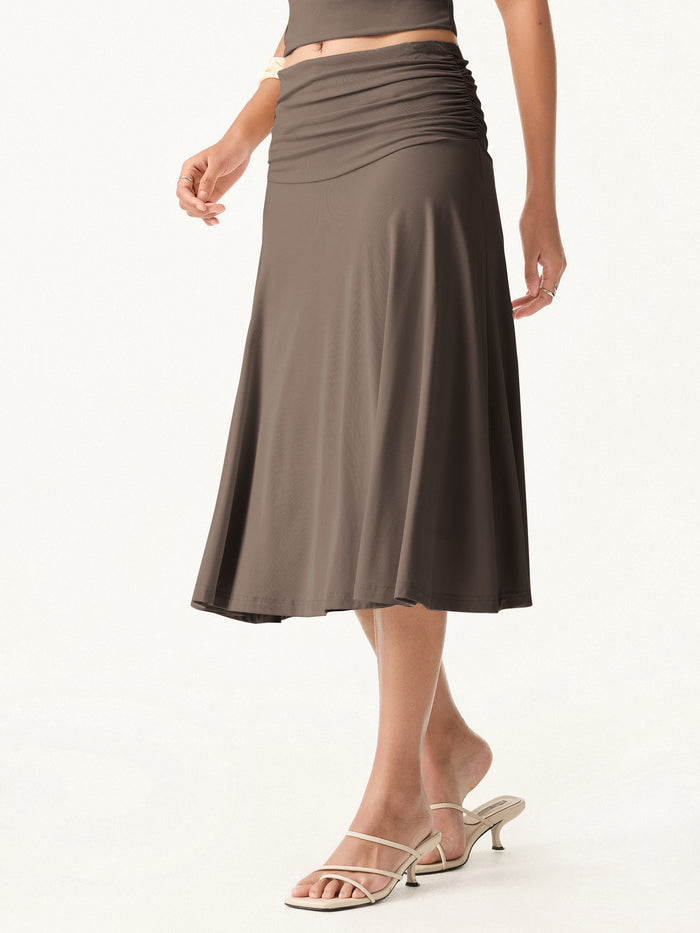OGLmove Flowy Side A-line Midi Skirt