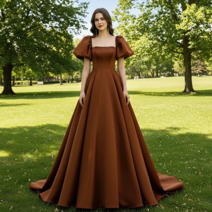 Formal Dresses & Evening Party Gown with Puffy Short Sleeve - Rosymae