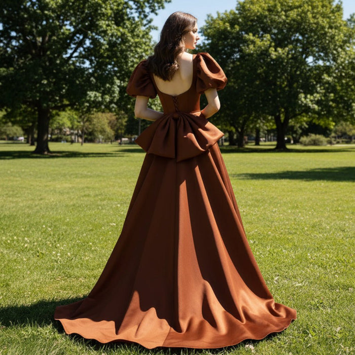 Formal Dresses & Evening Party Gown with Puffy Short Sleeve - Rosymae