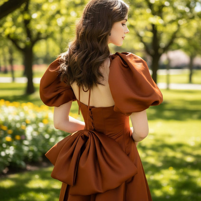 Formal Dresses & Evening Party Gown with Puffy Short Sleeve - Rosymae