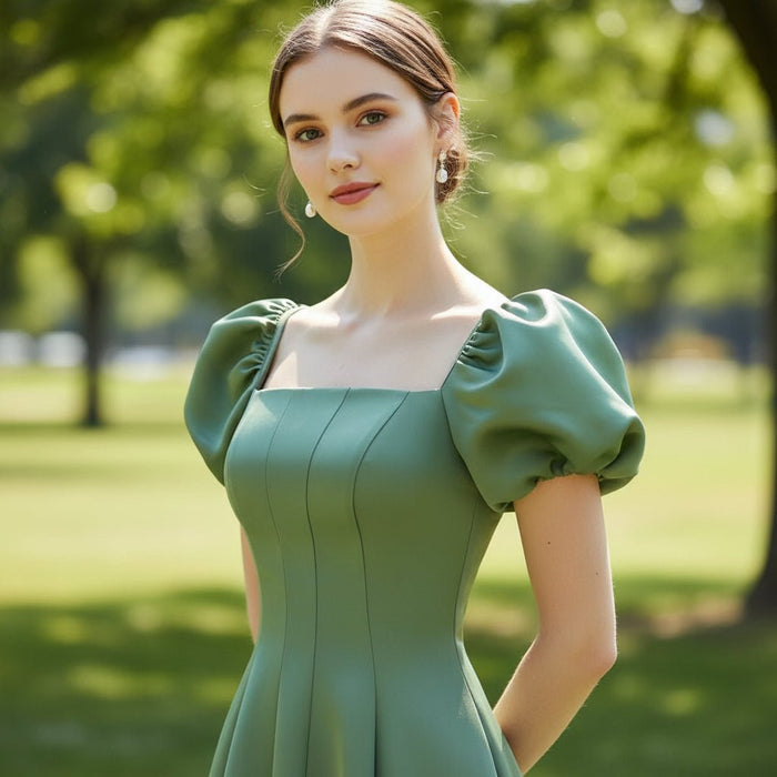 Formal Dresses & Evening Party Gown with Puffy Short Sleeve - Rosymae
