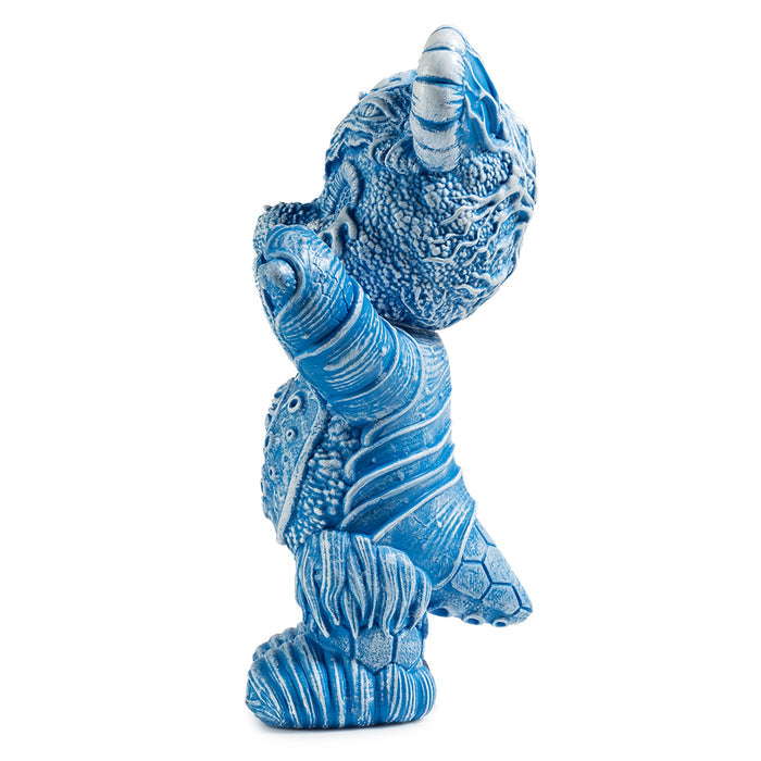Blue edition Free Hugs Bear art figure by Frank Kozik, vinyl collectible sculpture with detailed design and expressive features.