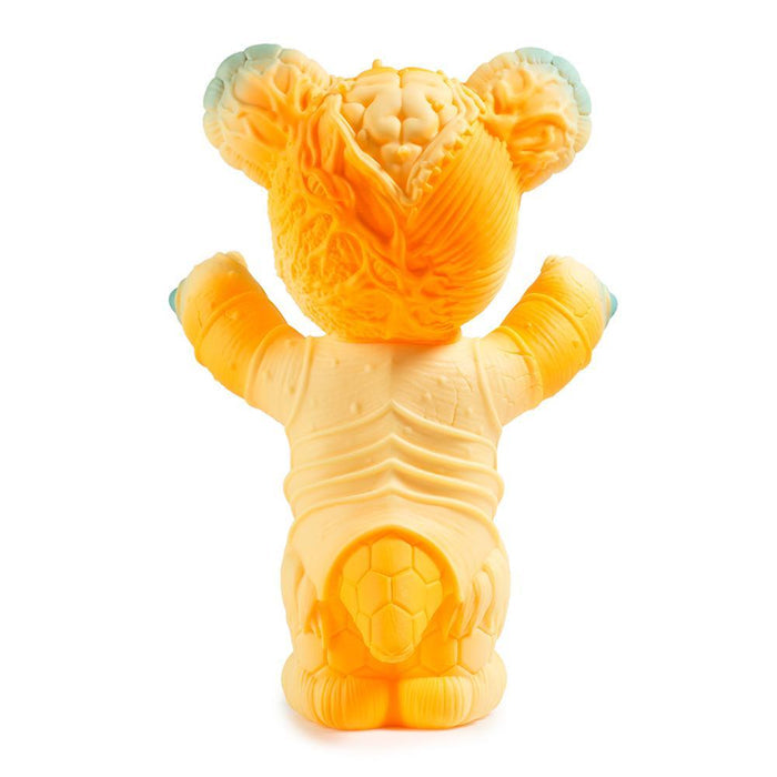 Orange Free Hugs Bear art figure by Frank Kozik, limited edition vinyl sculpture with vibrant design and collectible appeal.