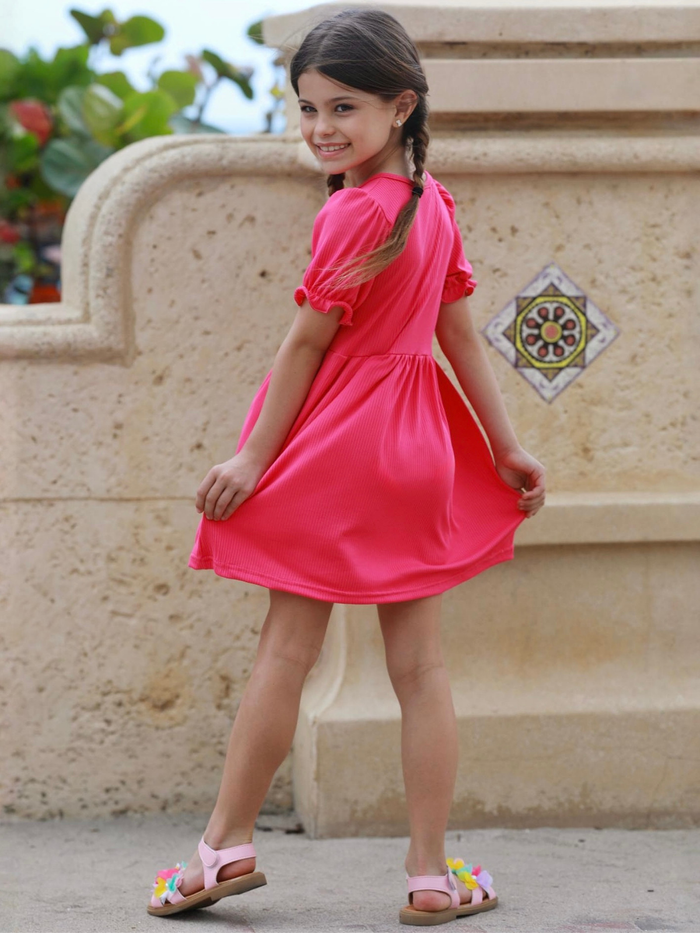 girls casual summer dress pink everyday comfortable outfit