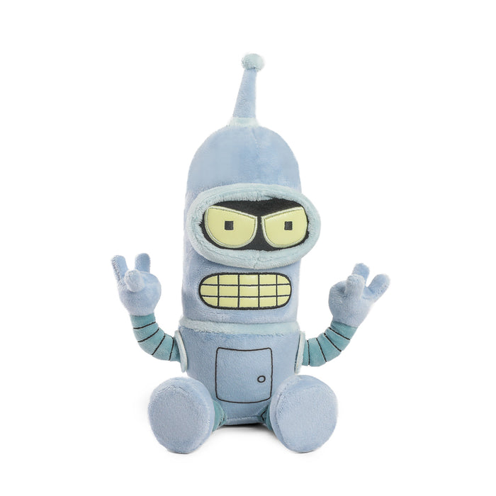 Futurama Bender Phunny plush toy featuring Bender's metallic body, arms crossed, and smiling face, soft and detailed plush material.