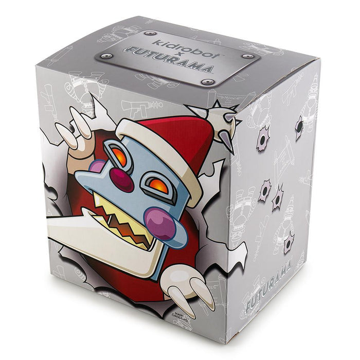 Futurama Robot Santa Claus "Naughty" art figure by Kidrobot, vinyl collectible featuring Santa with a mischievous expression.