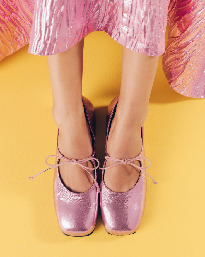 EF x Maguire Shoes COMING SOON - Gaia Ballet Flat in Pink Metallic