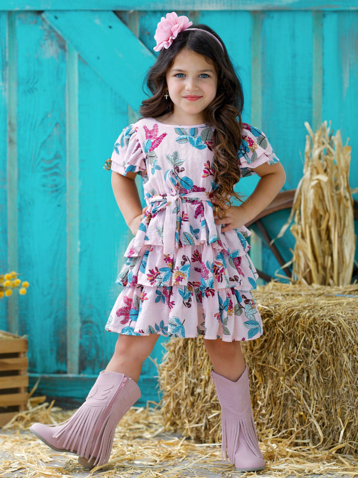 Mia Belle Girls Floral Tiered Ruffle Dress | Girls Spring Dresses
