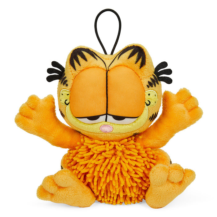 Garfield 4-inch plush screen wipe charm featuring soft fabric and embroidered details, perfect for cleaning screens or as a cute accessory.