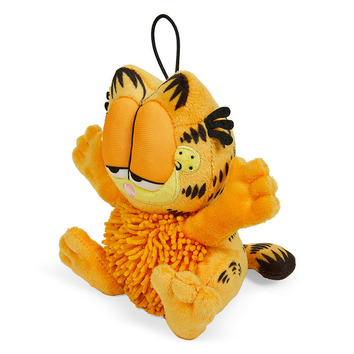 Garfield 4-inch screen wipe plush charm featuring a soft, cuddly plush toy of Garfield the cat for cleaning screens.