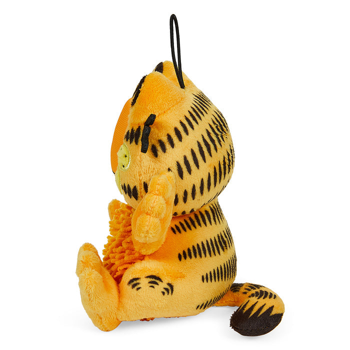 Garfield 4-inch plush screen wipe charm featuring a soft, cuddly Garfield character with a convenient wipe cloth attached.