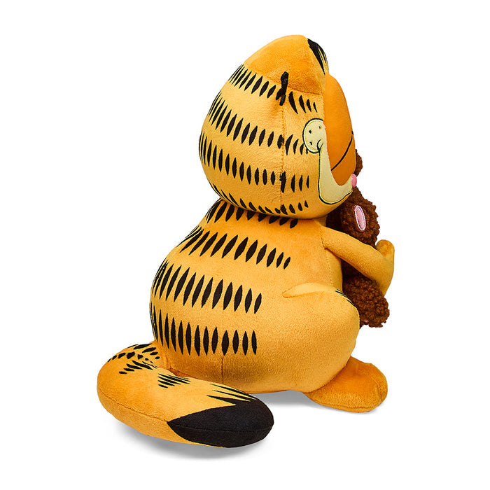 Garfield and Pooky 13-inch medium plush by Kidrobot, soft stuffed toys featuring the iconic orange cat and his favorite teddy bear.