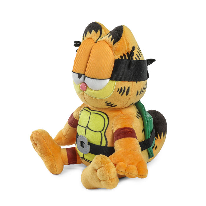 Garfield x Teenage Mutant Ninja Turtles Garfello Phunny plush toy featuring Garfield character in ninja turtle costume, soft and cuddly.