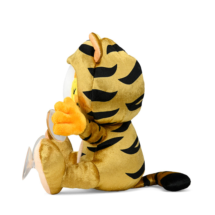 Garfield Year of the Tiger 8-inch plush window cling in gold by Kidrobot, featuring Garfield's face with tiger design elements.