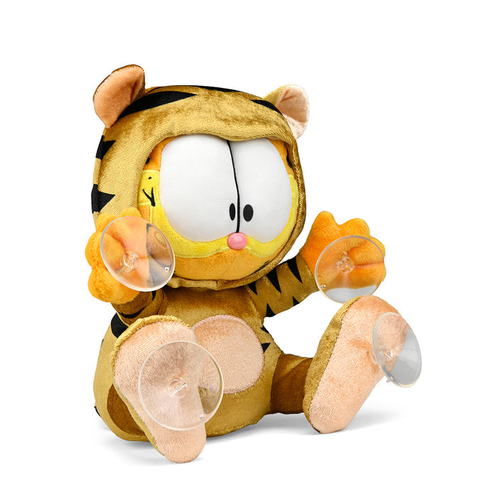 Garfield Year of the Tiger gold plush window cling, 8-inch collectible plush toy featuring Garfield's face with tiger design elements.