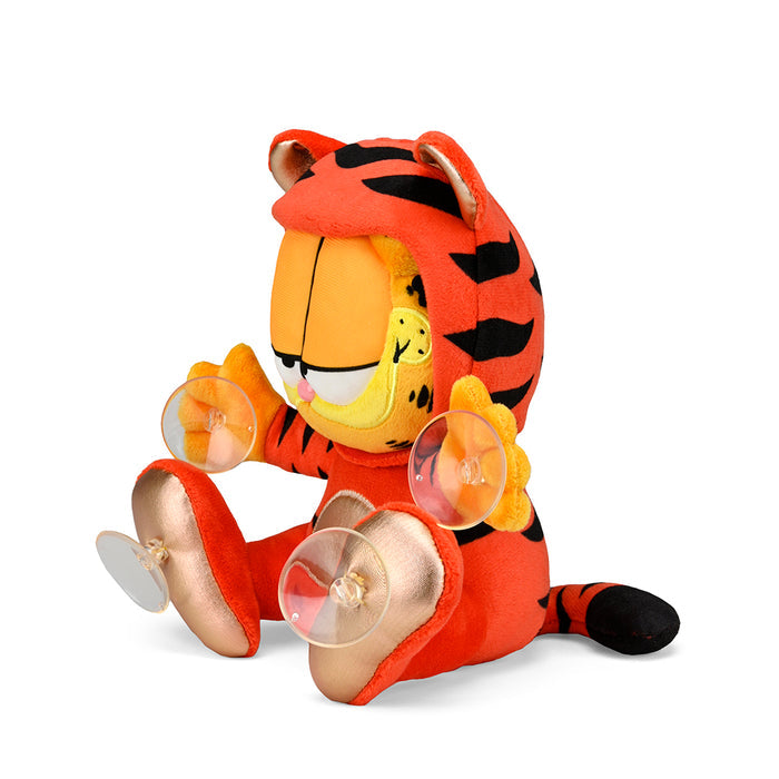Garfield Year of the Tiger 8-inch plush window cling in red, featuring Garfield's face and tiger design, by Kidrobot.