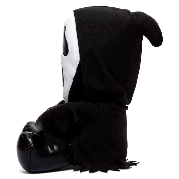 Ghost Face 16-inch Shake Action Plush by Kidrobot featuring soft fabric and detailed ghost face design, perfect for collectors and fans.