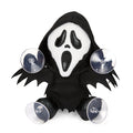 Ghost Face 6-inch plush window clinger with suction cups, soft Halloween decoration featuring the iconic ghost face character.