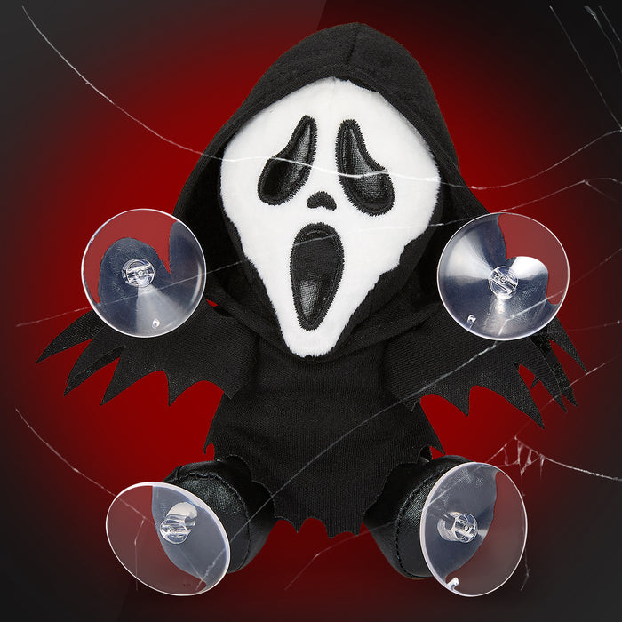 Ghost Face 6-inch plush window clinger featuring a spooky ghost face design, perfect for decorating windows or walls.