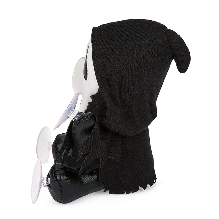 Ghost Face 6-inch plush window clinger with suction cups, featuring a spooky ghost face design for Halloween or decoration.