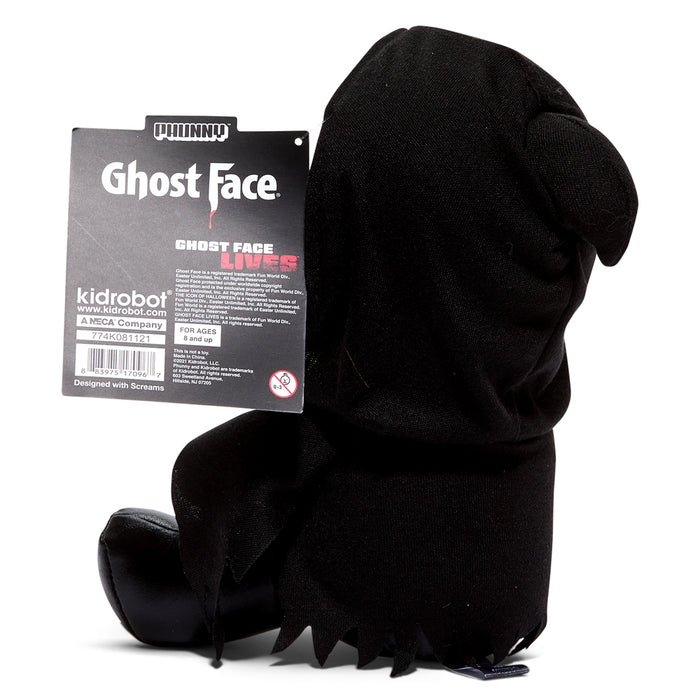 Ghost Face 8-inch Phunny Plush by Kidrobot featuring a soft, cuddly plush of the iconic horror character Ghost Face.