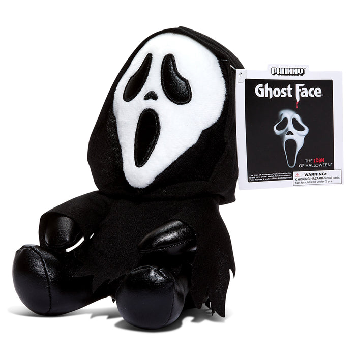 Ghost Face 8-inch Phunny Plush by Kidrobot, soft and detailed plush toy featuring the iconic spooky ghost face character.
