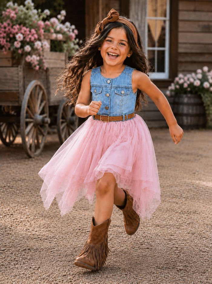 Giddy Up, Western Denim and Pink Dress