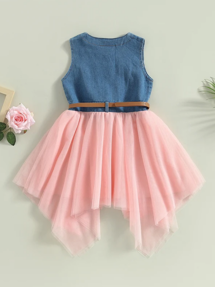 Mia Belle Girls Denim Tulle Tutu Dress | Girls Spring Dresses