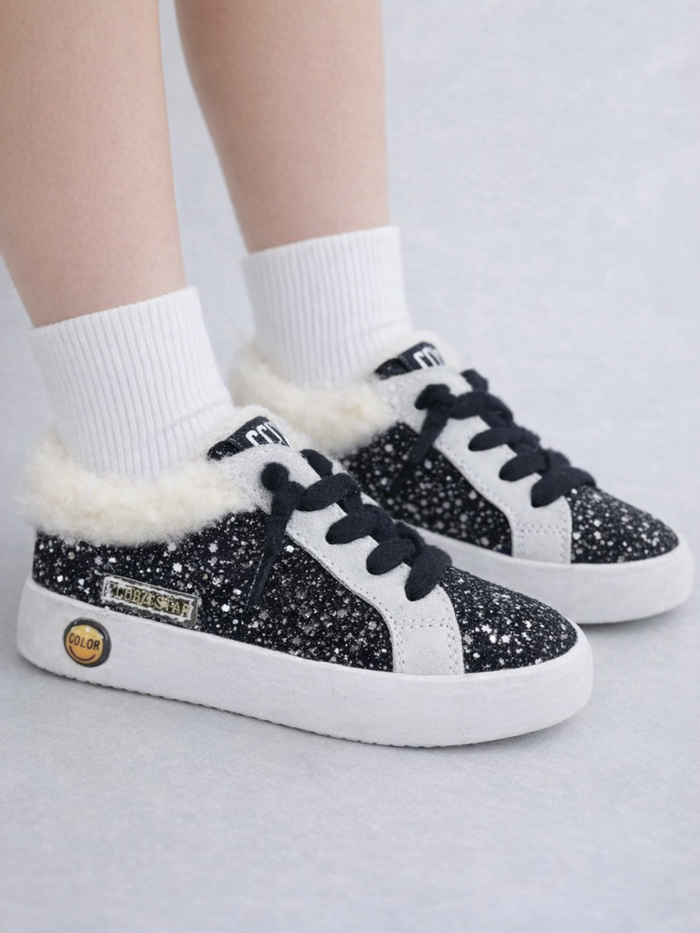 Girls Cozy Glitter Fur Sneakers by Liv and Mia Mia Belle Girls