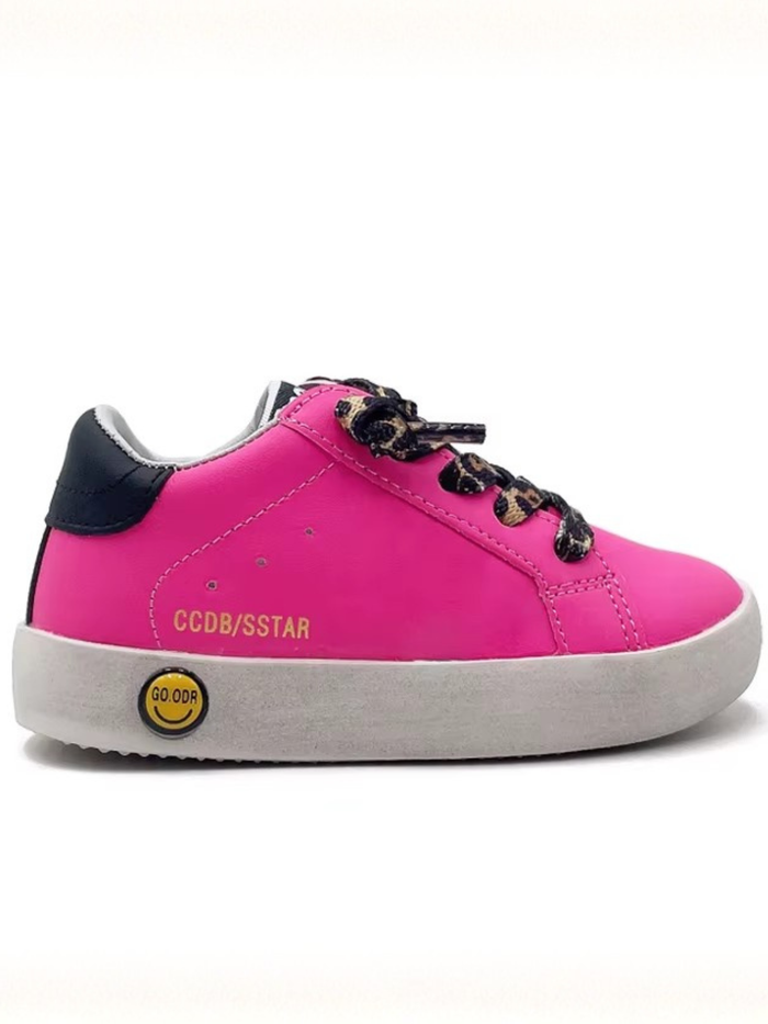 Girls Hot Pink Vibrant Lace-Up Sneakers by Liv and Mia Mia Belle Girls