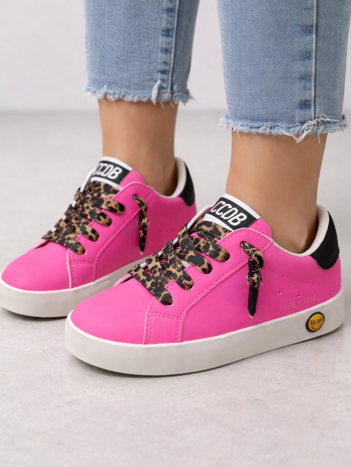 Girls Hot Pink Vibrant Lace-Up Sneakers by Liv and Mia Mia Belle Girls