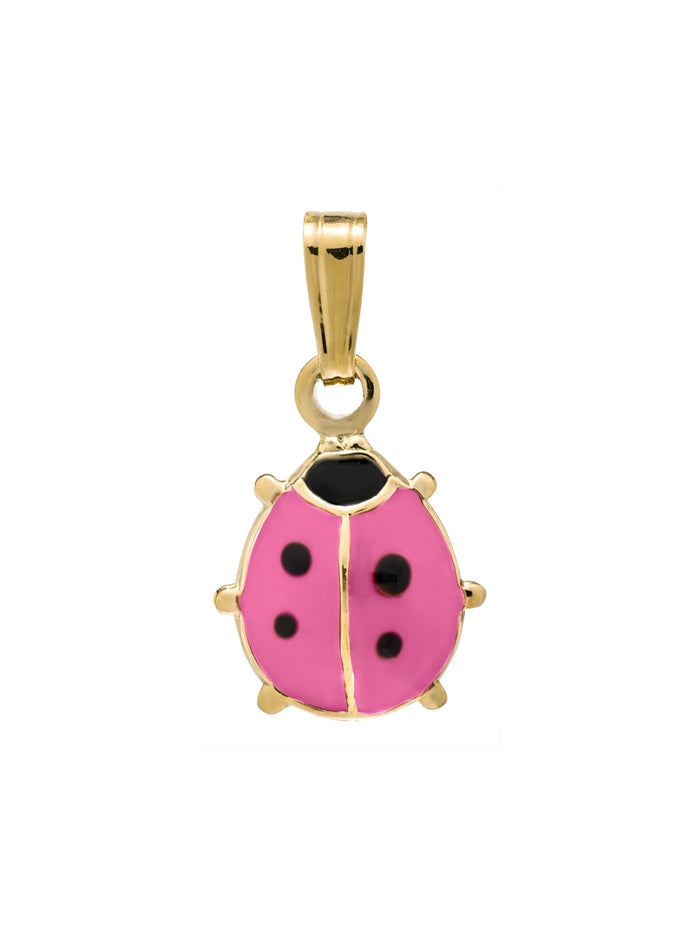 Girls Premium 14k Gold Pink Ladybug Pendant Necklace