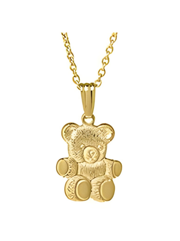 Girls Premium 14k Gold Teddy Bear Pendant Necklace