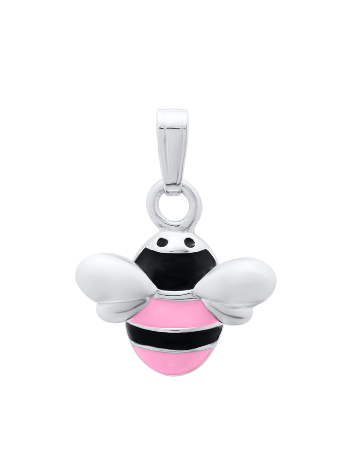 Girls Premium Sterling Silver Bumble Bee Pendant Necklace
