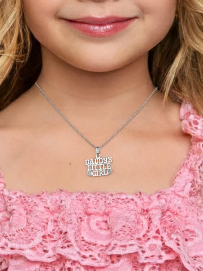 Girls Premium Sterling Silver Daddy’s Little Girl Pendant Necklace