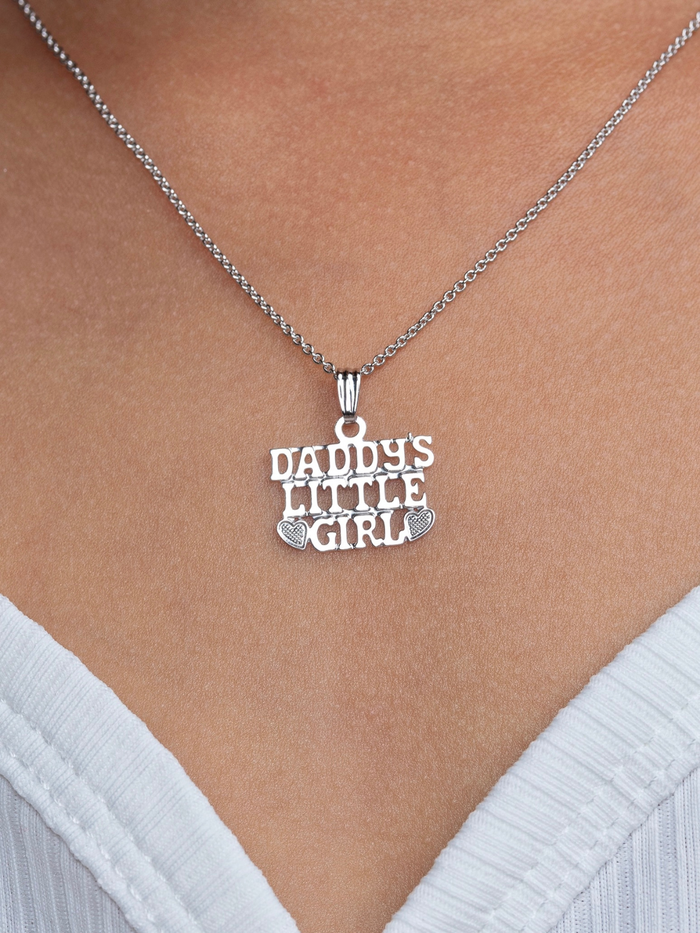 Girls Premium Sterling Silver Daddy’s Little Girl Pendant Necklace
