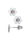 Girls Premium Sterling Silver Pink Daisy Stud Earrings