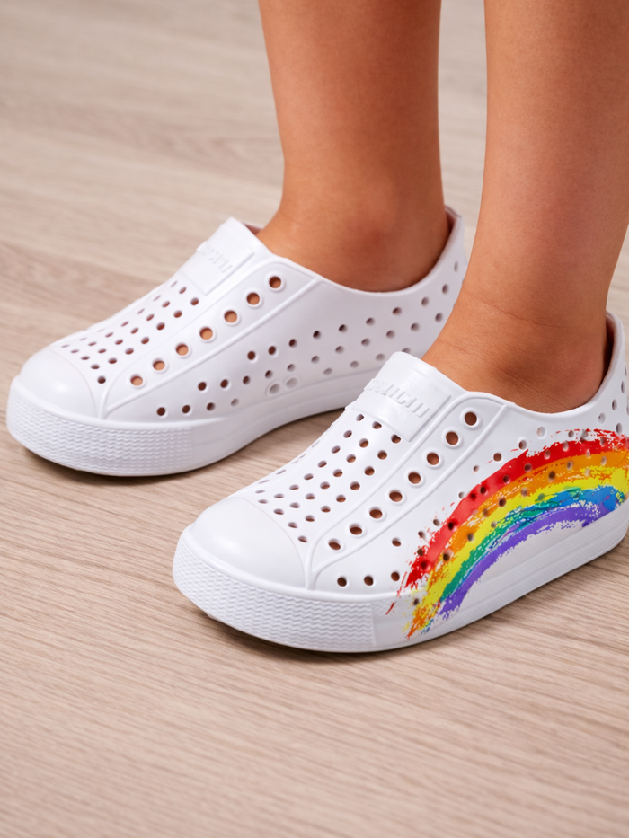 Girls Rainbow Splash Slip-On Shoes By Liv and Mia Mia Belle Girls