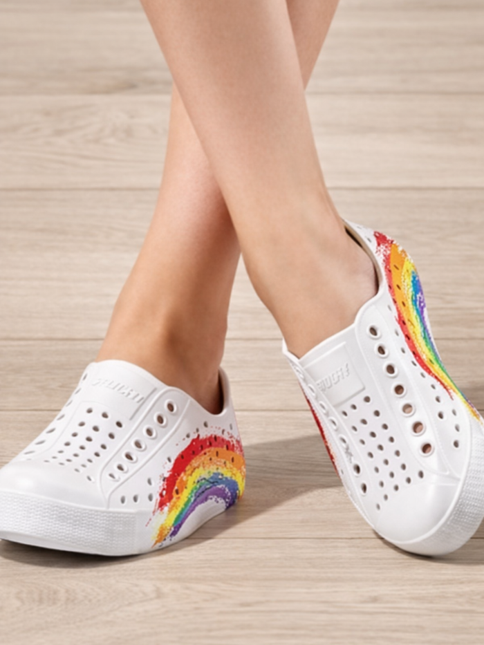 Girls Rainbow Splash Slip-On Shoes By Liv and Mia Mia Belle Girls