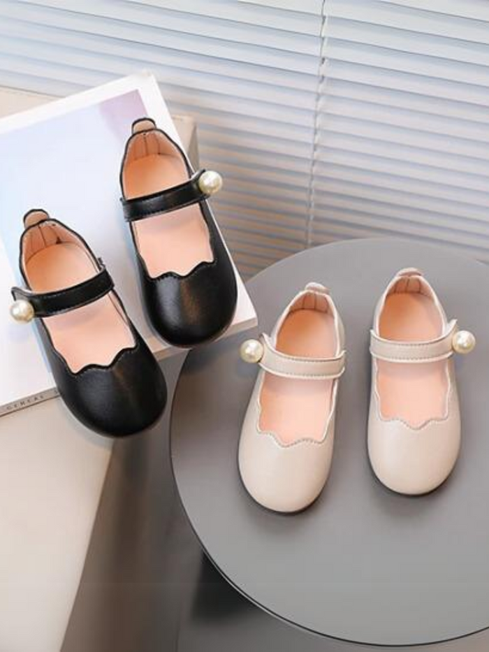 Girls Scalloped Mary Jane Flats with Pearl Detail By Liv and Mia Mia Belle Girls