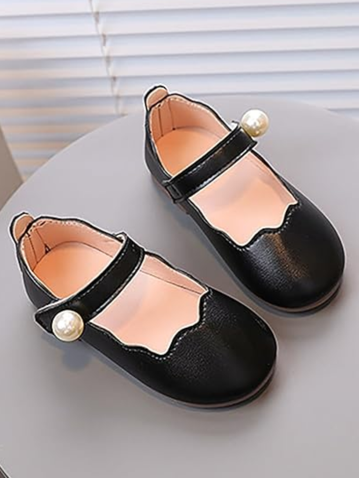 Girls Scalloped Mary Jane Flats with Pearl Detail By Liv and Mia Mia Belle Girls