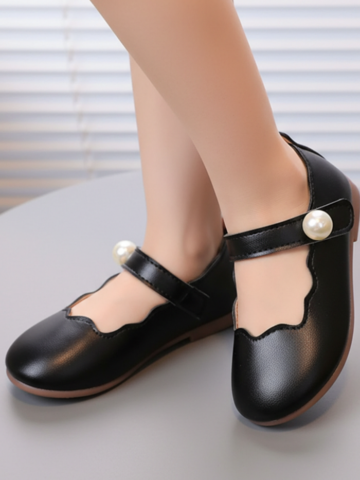 Girls Scalloped Mary Jane Flats with Pearl Detail By Liv and Mia Mia Belle Girls