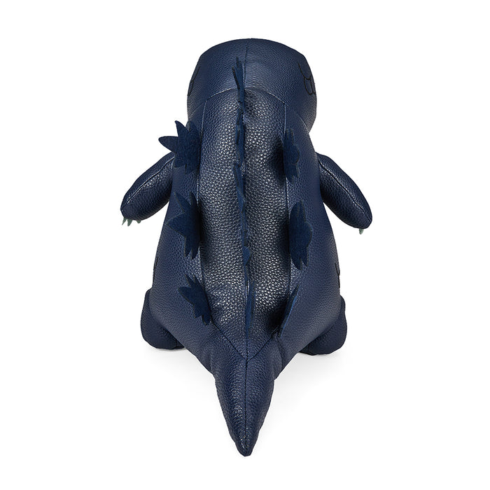 Blue metallic Godzilla 13-inch plush toy made from premium vegan leather, soft and detailed, by Godzilla brand.