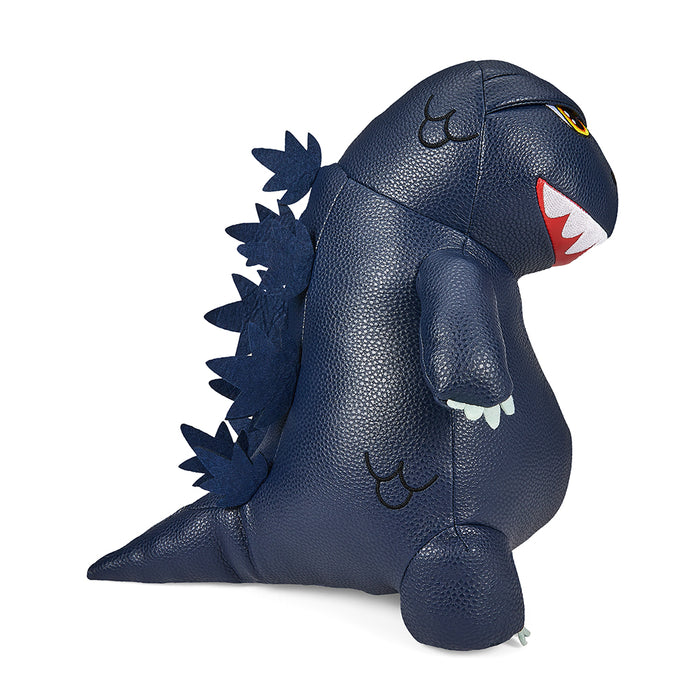 Godzilla 13-inch premium plush toy in blue metallic vegan leather, featuring a detailed plush design and iconic monster appearance.