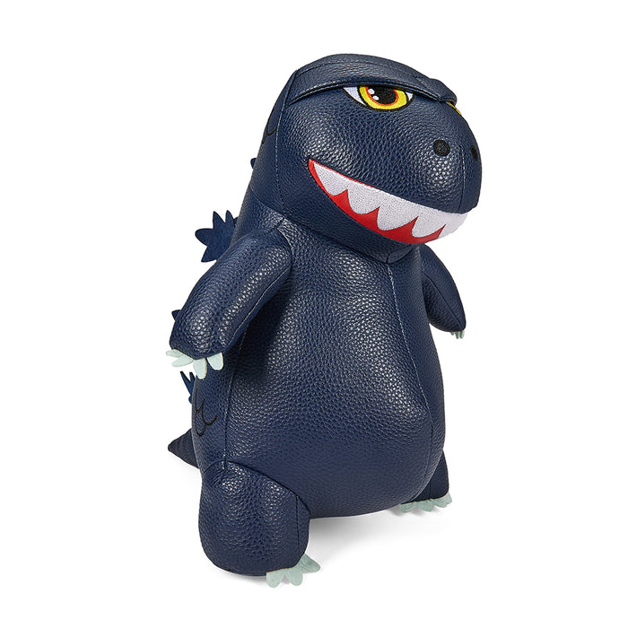 Godzilla 13-inch plush toy in blue metallic vegan leather, featuring a soft and detailed design from the Godzilla brand.