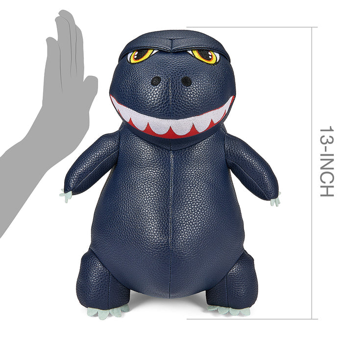 Godzilla 13-inch blue metallic vegan leather plush toy, featuring a detailed, soft plush design of the iconic monster.