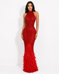 Golden Feather Evening Gown - Majesty