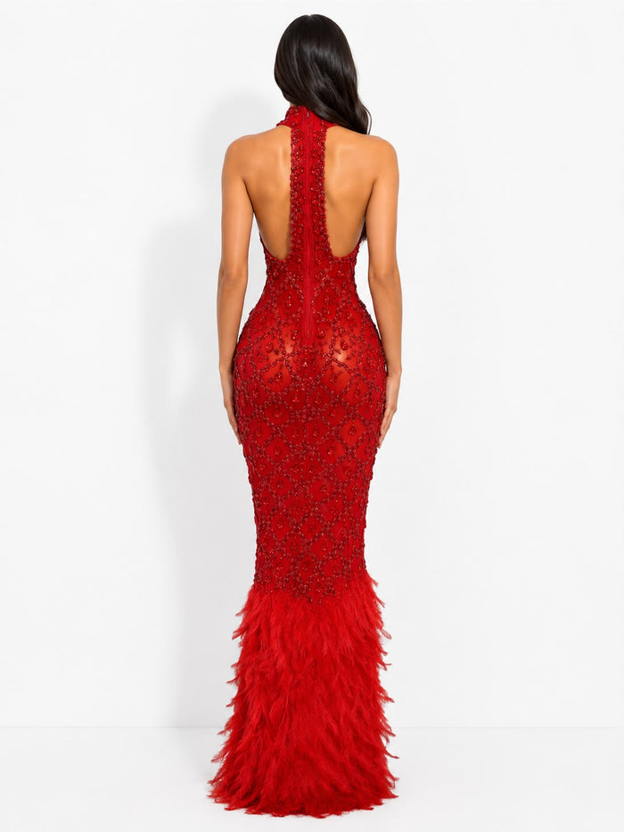 Golden Feather Evening Gown - Majesty