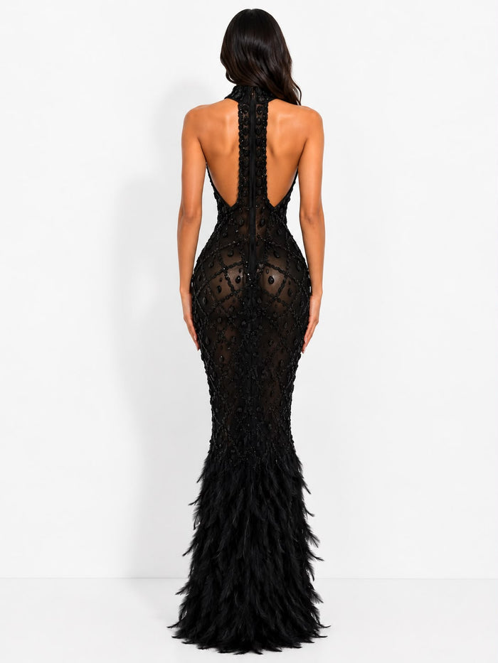 Golden Feather Evening Gown - Majesty
